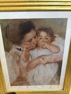Mother and Child Art Poster by” Cassatt”  
in Gold Frame -